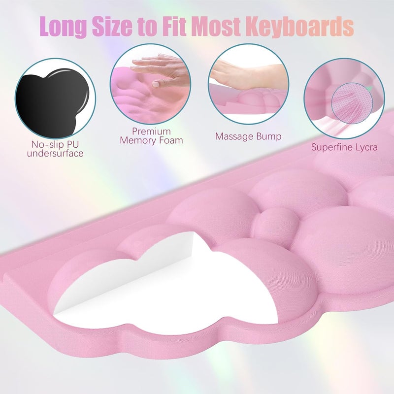 Lomil Wrist Rest with Keyboard Stand, Ergonomic Computer Wrist Support Pad, Cloud Keyboard Riser Holder with Wrist Pad, Memory Foam Desk Cushion, Palm Hand Typing for Office Home School-Pink - Image 5